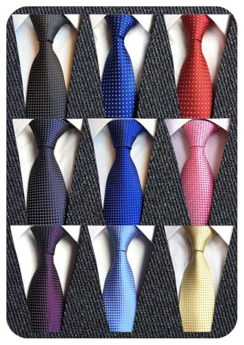 Adulove Men's Necktie Classic Silk Tie Woven Jacquard Neck Ties 9 PCS