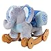 labebe Baby Schaukelpferd Holz mit Räder, 2-in-1 Schaukeltier Elefant, Schaukelpferd Blau für Baby 1-3 Jahre Alt, Kleinkind Schaukel Baby/Schaukeltier Musik/Schaukeltier Holz/Schaukelpferd Plüsch