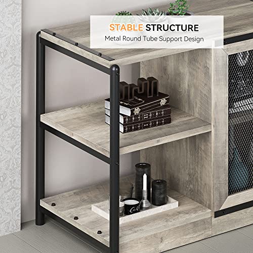Amyove Tv Stand For 65+ Inch Tv, Industrial Entertainment Center Tv Media Console Table, Farmhouse Tv Stand With Storage, Mesh Door And Shelves, Gray Tv Console Cabinet Furniture For Living Room #TOP4