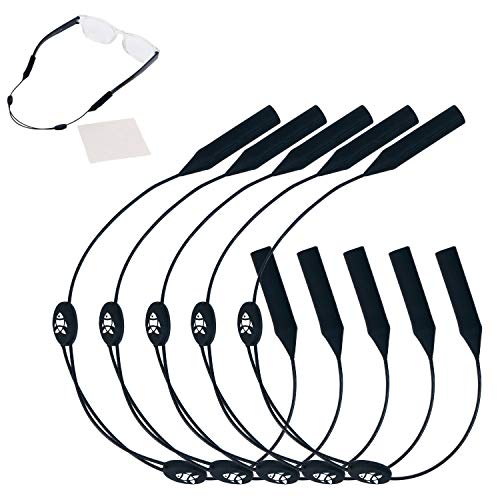 Adjustable Eyeglass Strap (5 Pack Fish Style) - No Tail Sunglass Strap - Eyewear String Holder - With Bonus Glasses Cleaning Cloth - 5 Pack
