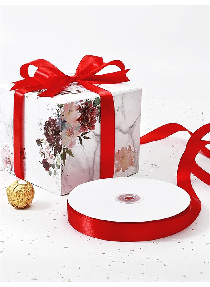 Ruban Satin Blanc 25mm X 45m,Rouleau De Ruban Satin Avec Bord Pour Emballage Cadeau Et