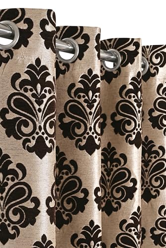 Image of Saral Home Medallion Chenille Blackout Window Curtains 2pc,Brown. 4x5 Ft