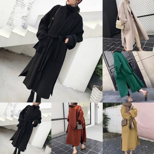 Manteau long en cachemire d'une douceur enveloppante veste beige à revers femme