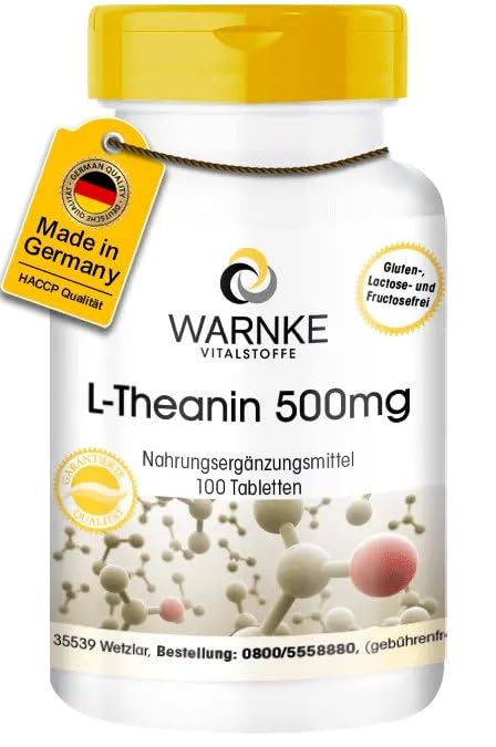 L-Theanin Tabletten - 500mg - 100 Tabletten - vegan - Stress-reduzierend | Warnke Vitalstoffe - Deutsche Apothekenqualit
