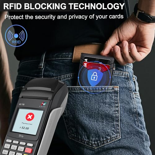 Image of Wallet for Men Wallet with Slim Pop Up Card Holder for 12-14 Cards, RFID Blocking Bifold Minimalist Smart Wallet, Credit Card Holder with ID Window & Cash Slot, Compact Metal Card Case, Gifts for Men