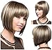 Produktbild Blonde kurze Bob gewellte Haarperücke stilvolle synthetische Haarperücke hitzebeständig für Frauen Lady Cosplay Party Kostüm Täglicher Gebrauch, Schauspieler, Stern, Anker, 32 cm / Perücke Kopfständer