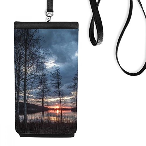 Faux cuir smartphone sac à main suspendu noir avec porte-monnaie