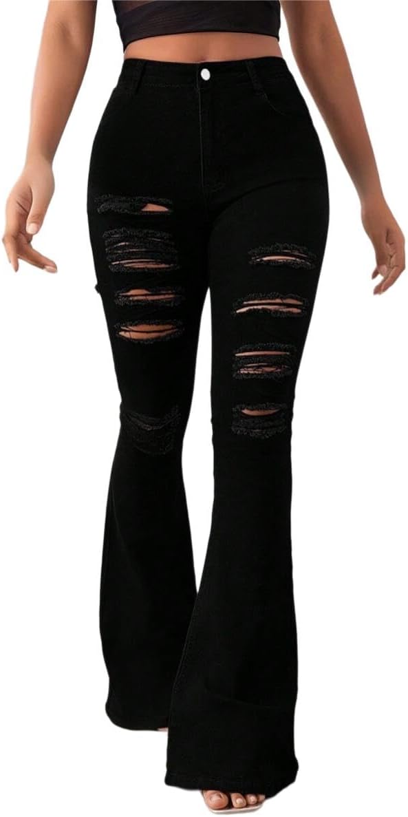 LaiyiVic Bell Bottom Jeans for Women High Waisted Stretchy Skinny Flared Denim Pants