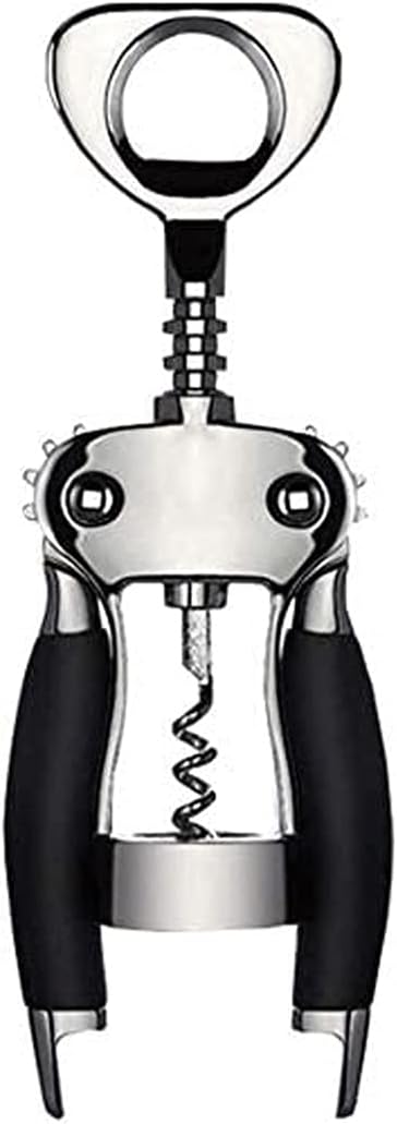 Wine Opener, Zinc Alloy Premium Wing Corkscrew Wine Bottle Opener with Multifunctional Bottles Opener, Upgrade - Black