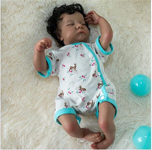50 cm Weiche Körper Neugeborene Puppe 20 Zoll Reborn Baby Handgefertigte Schwarze Haut African Amerikaner Baby Hand Wurzelte Haar Mit Flasche Und Friedensstifter – Bild 7