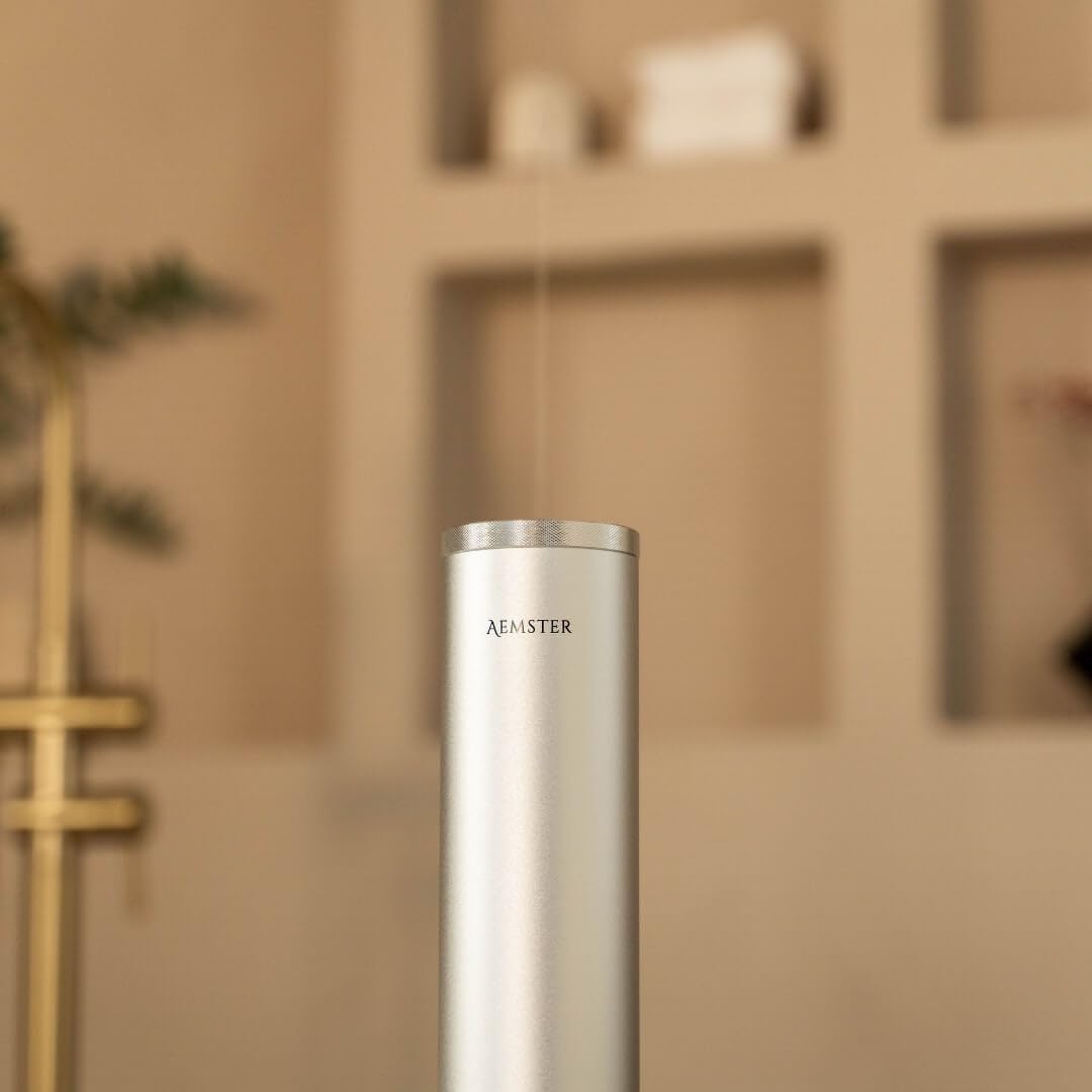 Premium Aroma Diffuser kabellos - Haevn Charge Silver - Raumduft Elektrisch - Bluetooth Diffuser ohne Wasser - App-gesteuert - Kaltluft-Technologie - 10m²-150m² Abdeckung - Duftgenuss