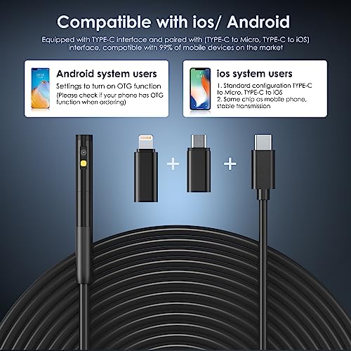 [Dual-Lens] Endoscope Camera with Light,1920 HD WiFi Borescope with Dual Lens,Endoscope 9.8FT Semi-Rigid Snake Cable Pipe Camera,Wireless Waterproof Video Inspection Camera for iPhone, Android, iOS by Aumotop - Image 7
