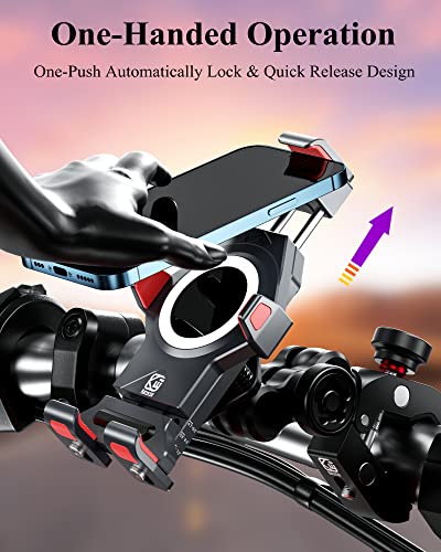 Brcovan Aluminum Alloy Motorcycle Phone Mount With Vibration Dampener & High-Speed Secure Lock, Metal Handlebar Cell Phone Holder For Bike Bicycle Scooter Atv/Utv Fit 4.7''-7.2'' Smartphones #TOP1