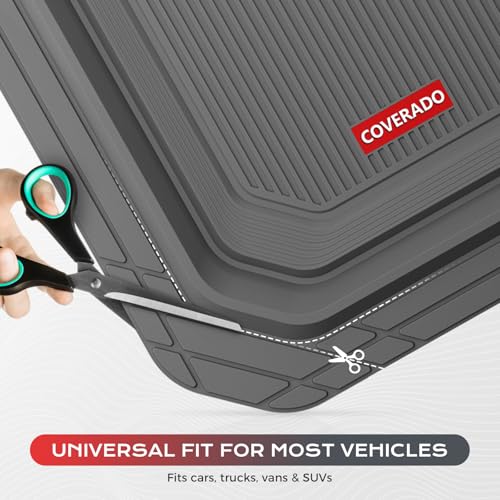 Image of Coverado Heavy Duty Car Floor Mats, Deep Dish Car Mats Full Sets, Durable Waterproof Floor Mats, Trim to Fit Automotive Mats, Universal Car Accessories for Cars SUV Trucks Sedans Vans, Gray, 3pcs