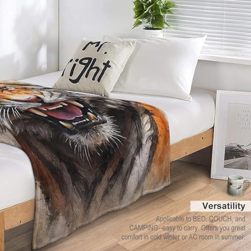 Couverture respirante pour lit et canapé plaid tigre 130x150cm flannel - 6