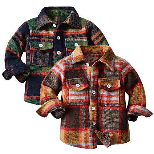 Toddler Flannel Shirt Button Down Plaid Shacket Fall Y2K Lapel Jacket Boys Hunting Jacket Slim-Fit Poplin Shirt 2025