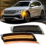 ZDEERAOTO LED Front Fender LED Side Marker Lights Kit for Volkswagen Tiguan 2018-2024 / for Volkswagen Beetle 2012-2019,OEM 5C5945072A / 5C5945071A, Smoked Lens Side Bumper Marker Lamps,2pcs (Smoked)