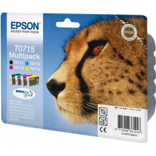 Epson Serie Ghepardo T0715 Multipack 4 Cartucce Inchiostro Originale