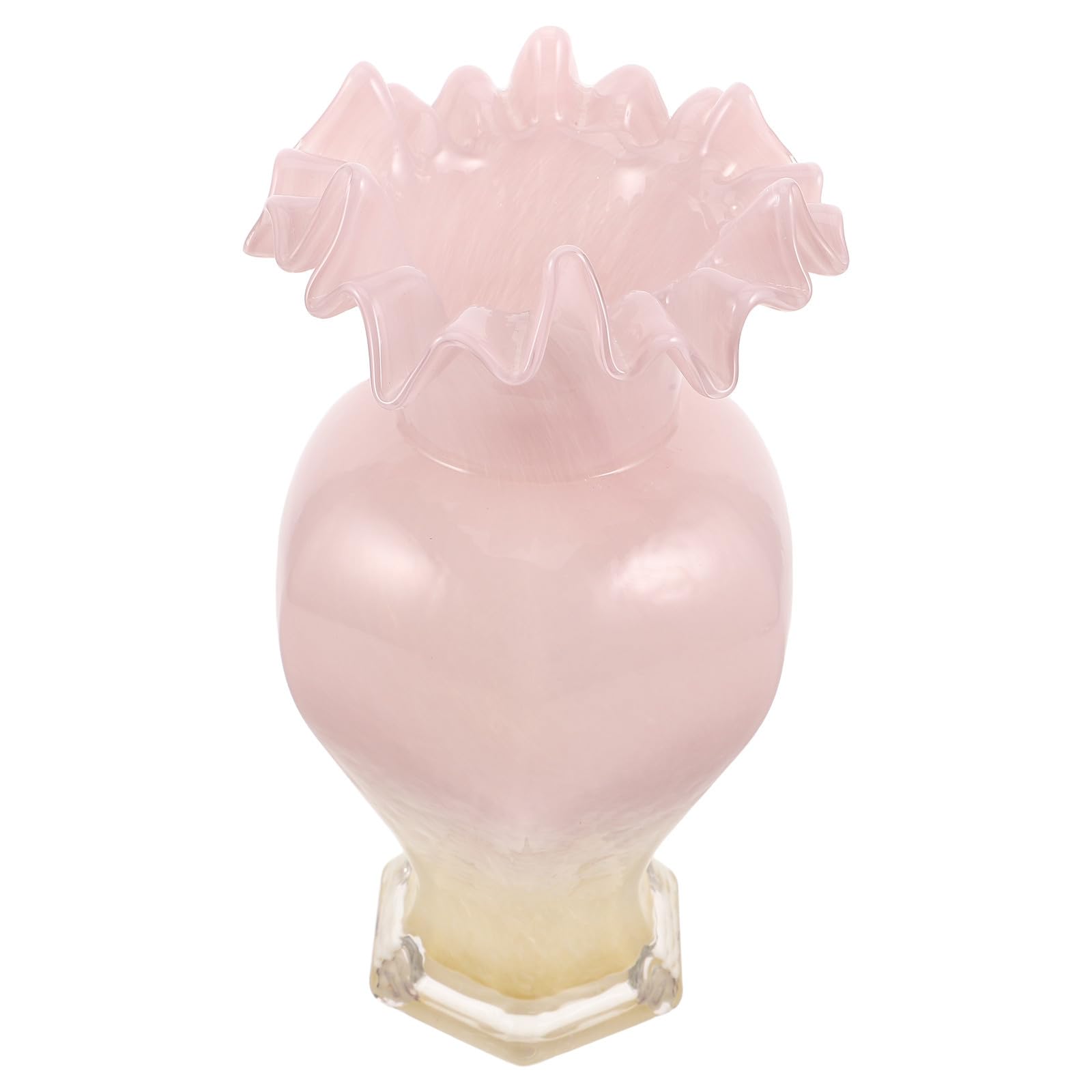 Dekorative Glasvase mit Wellenöffnung, Rosa, für Tischdeko