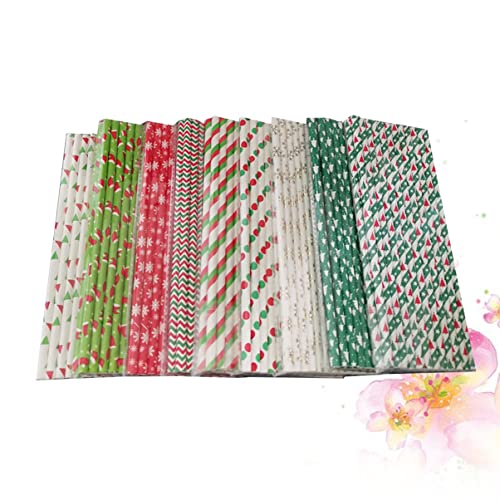 UPKOCH 27 conjuntos de tema padrão novidade papel Natal descartável para canudos de festa de anivers