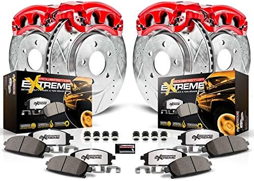 Power Stop KC2154-36 Z36 Truck & Tow Front and Rear Caliper Kit-Drilled/Slotted Brake Rotors, Carbon-Fiber Ceramic Brake Pads, Calipers