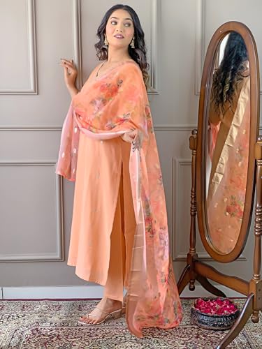 Image of Naixa Women's Viscose Embroidered Straight Kurta with Pant and Dupatta Sets (R-Dolly)