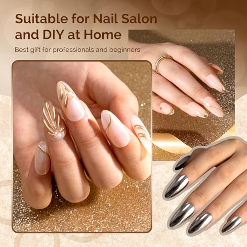Image of MelodySusie 2Pcs Chrome Nail Powder for Gel Nails,Metallic Mirror Effect Pigment Stylish and Technological Fine Glitter for Home DIY Salon Use