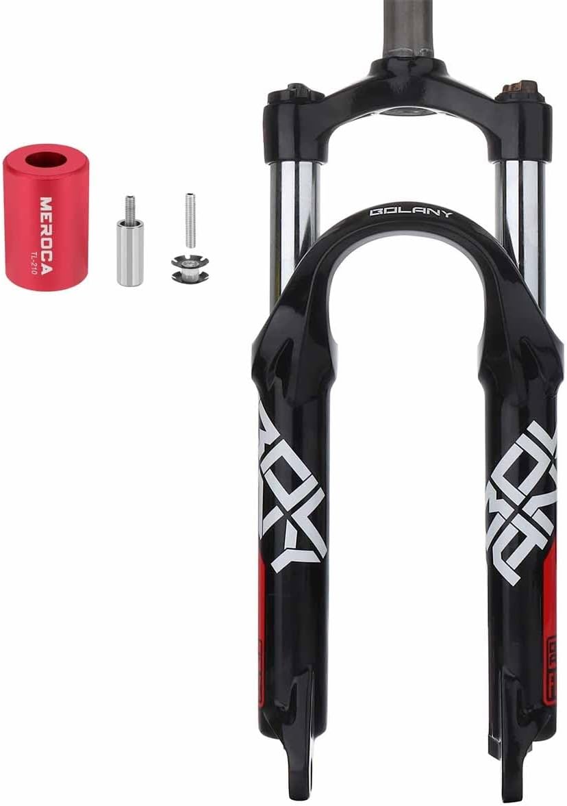 20" Bike Suspension Fork Travel 100mm Mountain Bike Spring Fork Disc Brake 1-1/8" Straight Tube Mechanical Front Fork QR 9 * 100mm Manual Lockout