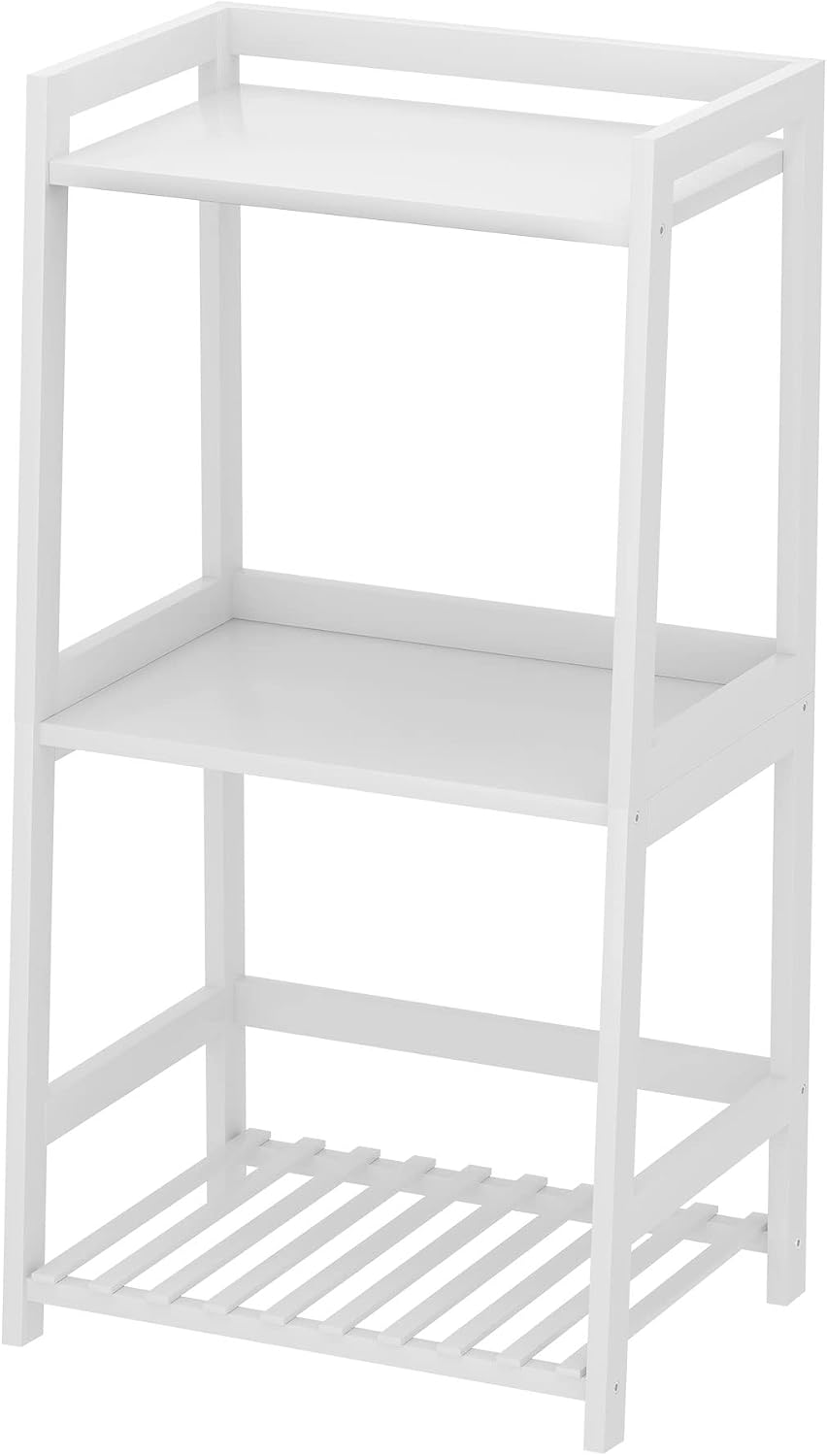 POXAKA 3-Tier Bamboo Ladder Shelf and Open Storage Unit