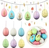 GWHOLE イースター 飾り イースターエッグ 12pcs プラスチック カラフルエッグ エッグハント イースター 復活祭 卵 たまご ペイント ウサギ ひよこ 装飾 デコレーション