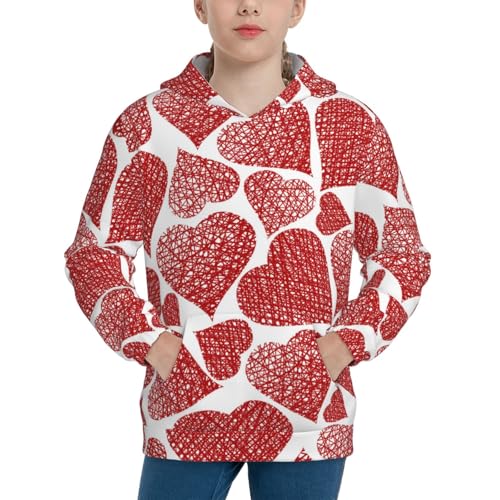 Hearts Kid Hoodies Boys Sweatshirts Girls Pullover with Pocket