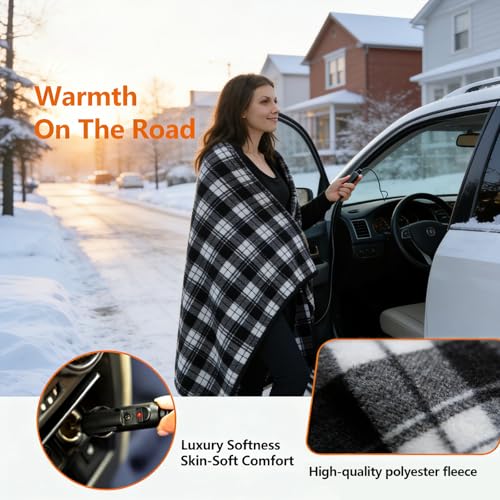 12V Heated Car Blanket, 57x40 with Timer - Image 2