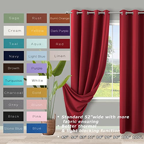 Koufall Red Blackout Curtains 96 Inches Long For Living Room 2 Panels Set Holiday Xmas Christmas Window Curtains For Bedroom 52X96 Inch Length #TOP2