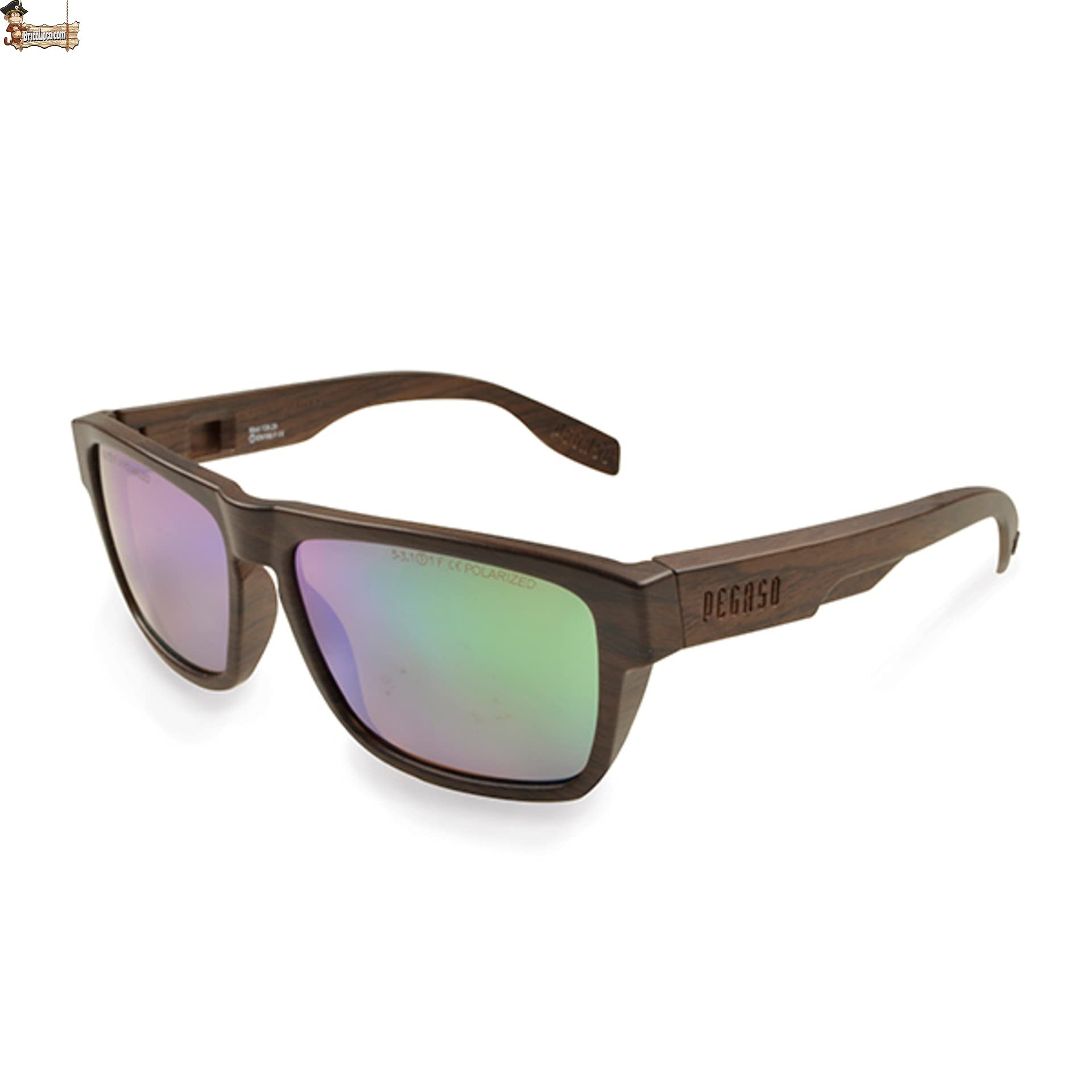 BricoLoco Gafas de sol polarizadas. Protección y seguridad en el trabajo. Protectoras contra impactos y filtro solar 5-3.1. Espejada. Protectores laterales extraíbles. Color madera.