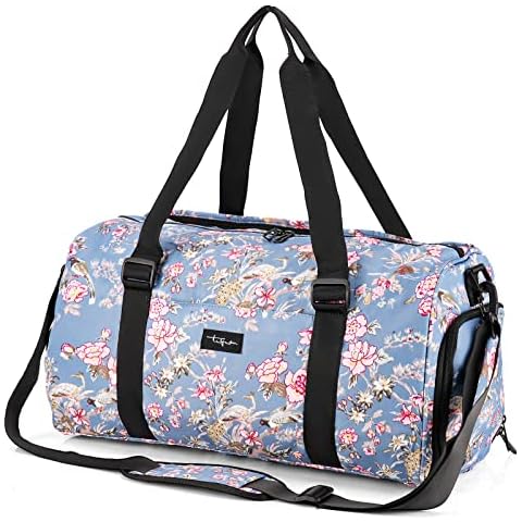 Gym Bag with Shoes Compartment, zootop Waterproof Sports Duffel Dry Wet Separated Portable Travel Bags Swimming Traveling Training Camping Handbag Weekend Bag for Women (Flower Pattern) Cover