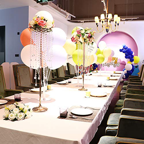 10 Pcs Tall Elegant Wedding Centerpiece Stand, Metal Flower Candle Holder With Chandelier Crystal, 29.5Inch Gold Flower Vase, Used For Wedding Party, Birthday,Reception, Christmas，Home Décor #TOP7