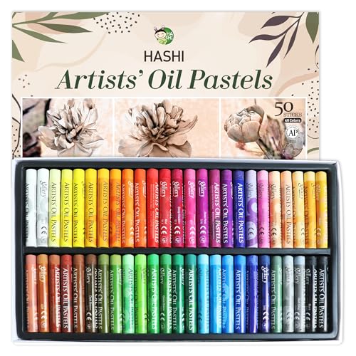HA SHI Soft Oil Pastels Set (50 Sticks, 48 Colors) Art Supplies for Artist, Gallery Oil Painting Stick, Bulk Set for Studios, Professional Oil Crayons, Ideal for Professional Artists
