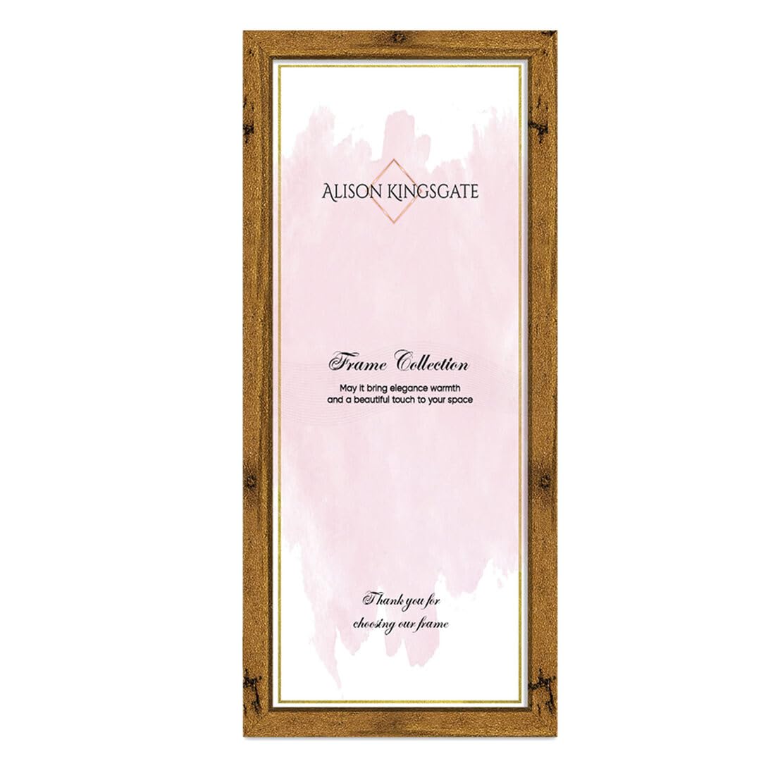 Alison Kingsgate Modern 100x50 CM Rustic Oak Picture Frames - Engineered Wood Photo Frame with Shatterproof Perspex Front - Ideal for Posters, Certificates & Artwork - Wall Mount or Tabletop Display