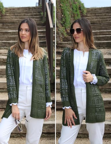 Image of Zeagoo Womens 2026 Summer Crochet Cardigan Sweaters Lightweight Long Sleeve Open Front Kimono Boho Knit Cover Ups