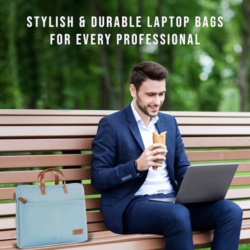 Image of Giordano Unisex 15 Inch Laptop Sleeve PU Bag for Professionals | Premium Leatherette | Water-Resistant & Padded Slim-Fit with Trolley Strap for Men & Women
