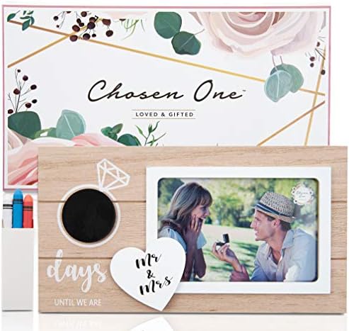 Chosen One Wedding Countdown Photo Frame - Couples 6x4 Photo Frame, Love Picture Frame with Tiny Chalkboard and Chalk! Mr and Mrs Sign for Bridal Shower Gifts, Engagement Gifts, Personalized Frames