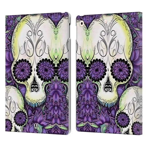 Coque iPad 10.2 Head Case Designs Violet Crânes en simili cuir pour le quotidien