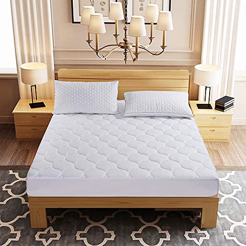 MANZOO Mattress Pad Mattress Protector Mattress Cover King Size Bed Mattress Topper Mattress Toppers for King Bed, White