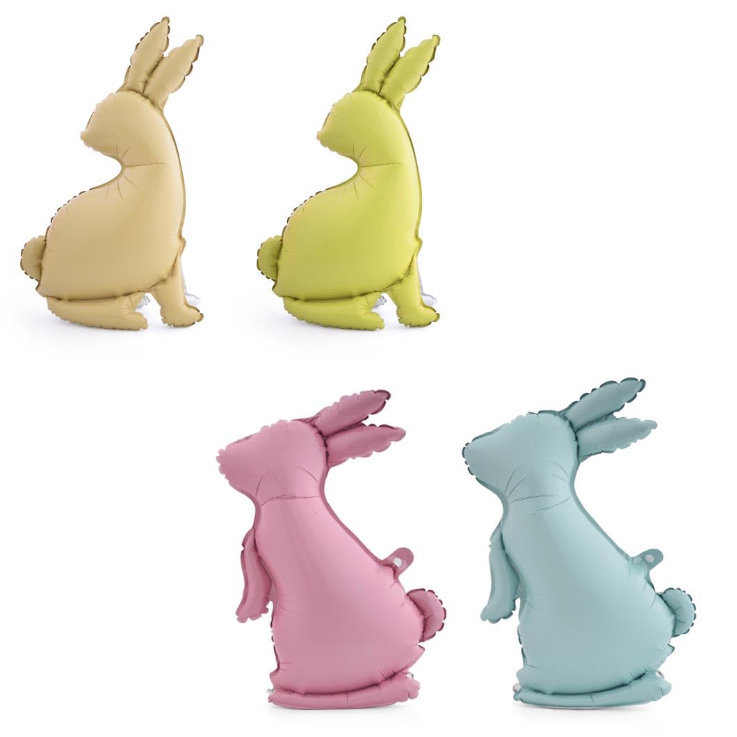 Easter Balloons Standing Bunny Balloons Cute Rabbit Balloon With Base for Easter Day Party Supplies Decorations Animal Cute Rabbit Shaped Foil Mylar