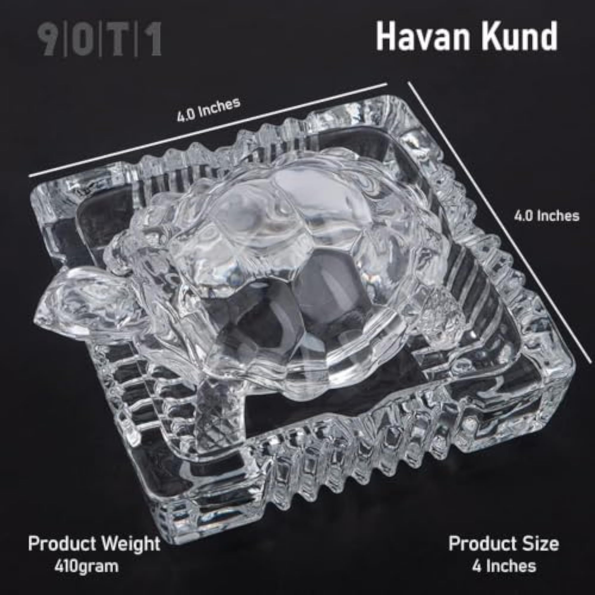 Crystal Turtle Ashtray with Square Base, Premium Glass Design