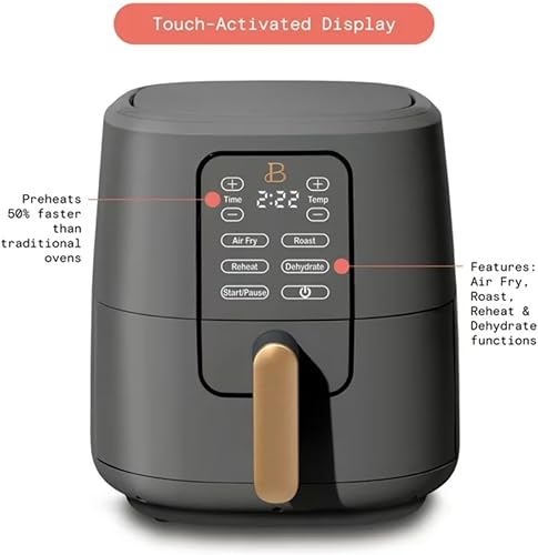Miniatura 2 de Hermosa freidora de aire de 6 cuartos con tecnología TurboCrisp y pantalla activada por tacto por Drew Barrymore (gris)