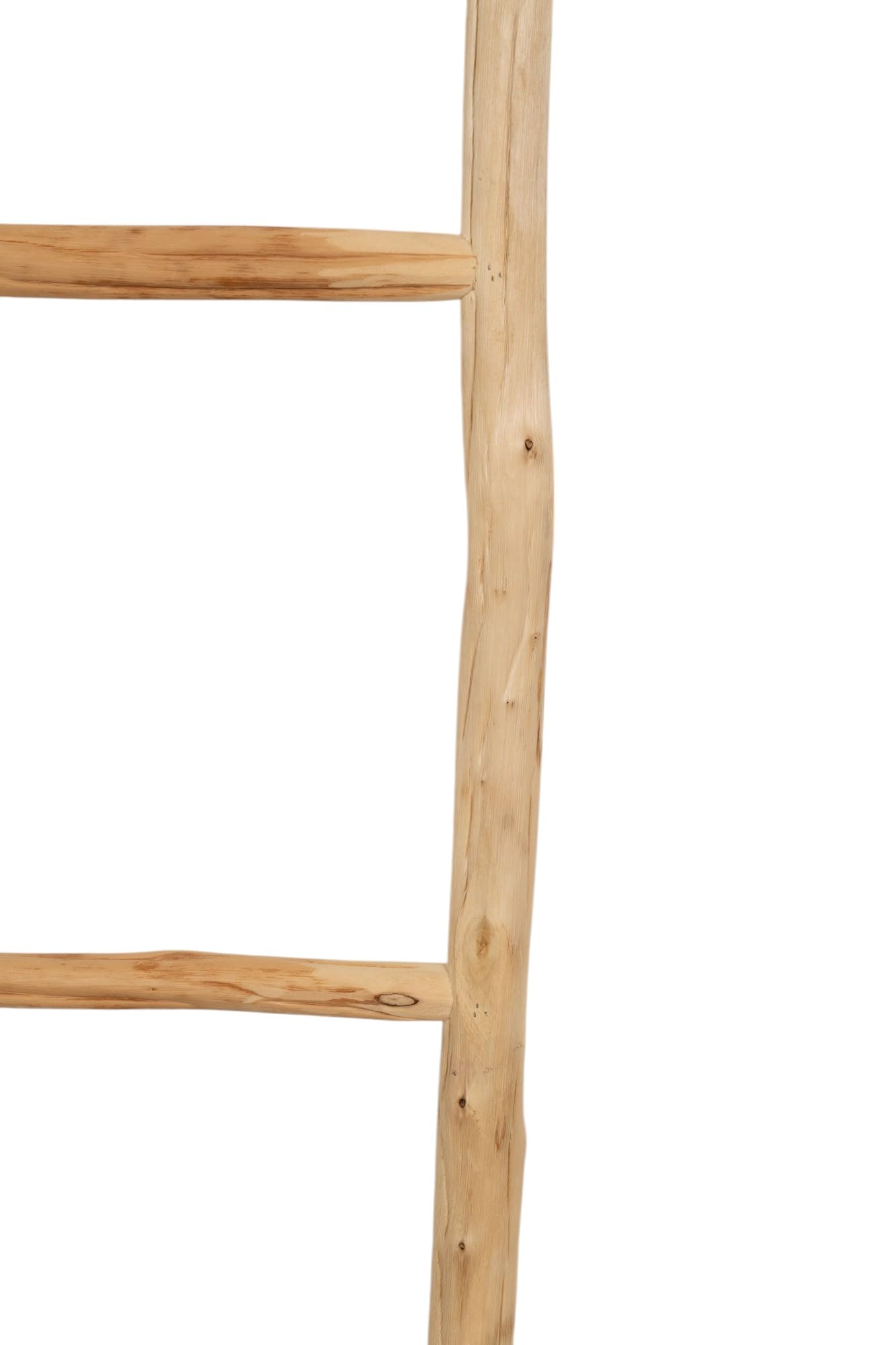 Biscottini Escalera toallero baño 150 x 3,5 x 37 – Escalera decorativa de madera – Colgador de toallas de madera – Toallero de pared de metal