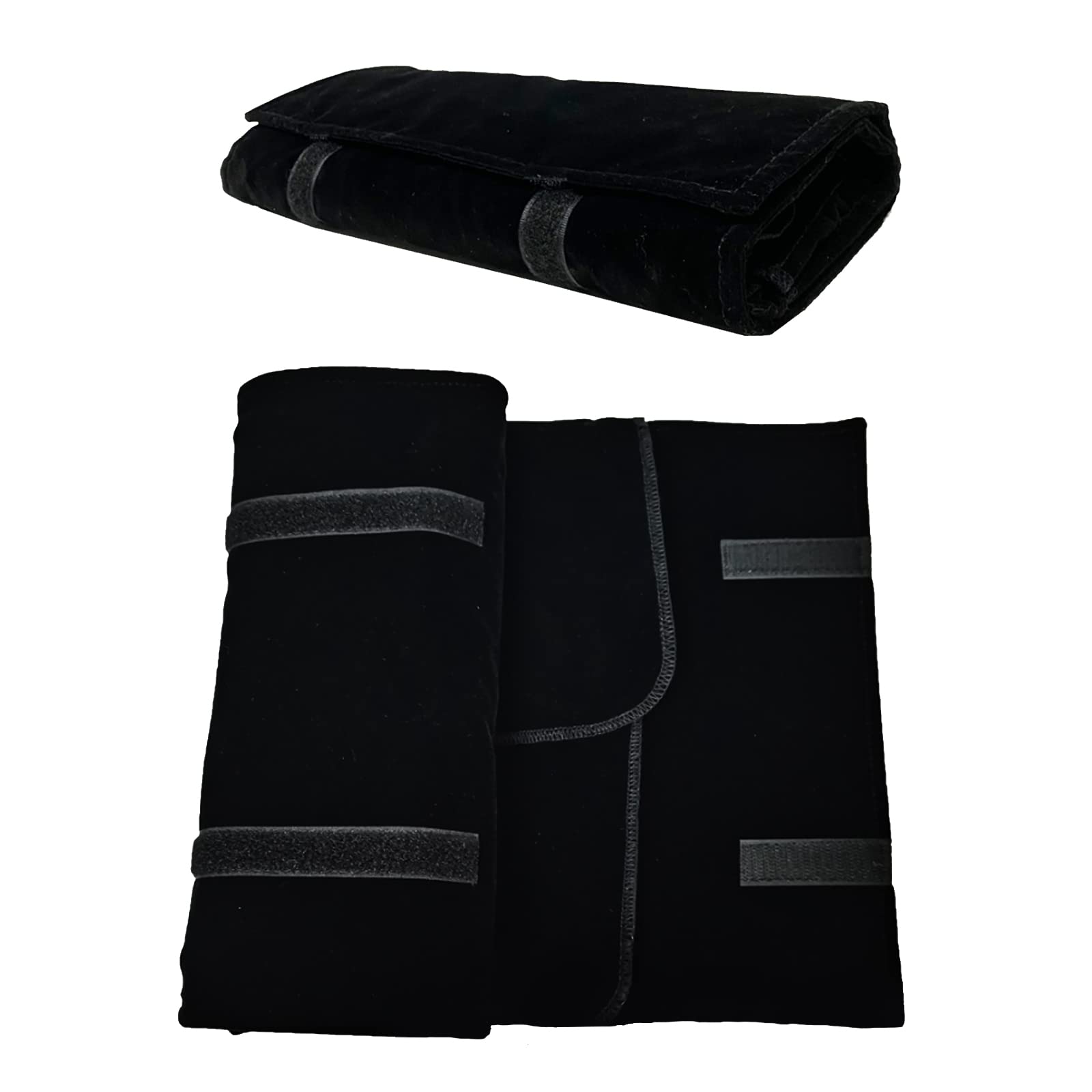 Bolsa de rodillo para organizador de joyas, rollo plegable para joyero, gran capacidad y práctico portátil, para más collares, pulseras (Flannel, Black1)