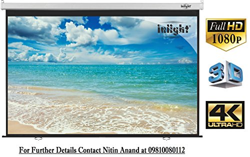 Image of Inlight Wall Type Pull Down Spring Action Projector Screen, Size:- 9 Ft. x 5 Ft. in Imported High Gain Fabric, No Autolock /Instalock Mechanism, 120 Inches Diagonal, 16:9 Format HDTV Format
