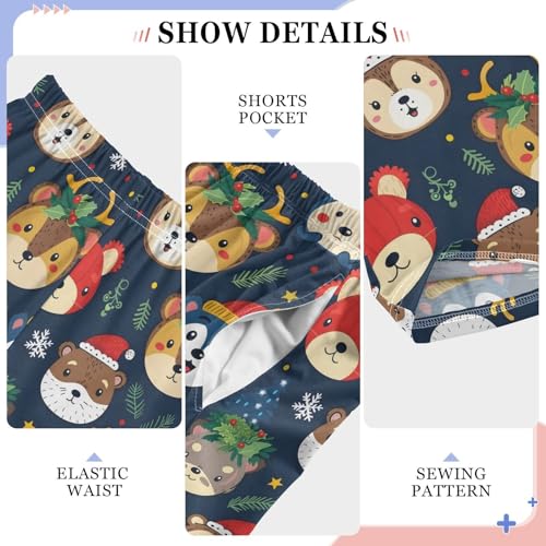 ALAZA Bear Snowflake Christmas Blue Pajama Pants Long Sleep Pant Pajama Bottoms Elastic Waist with Pockets4